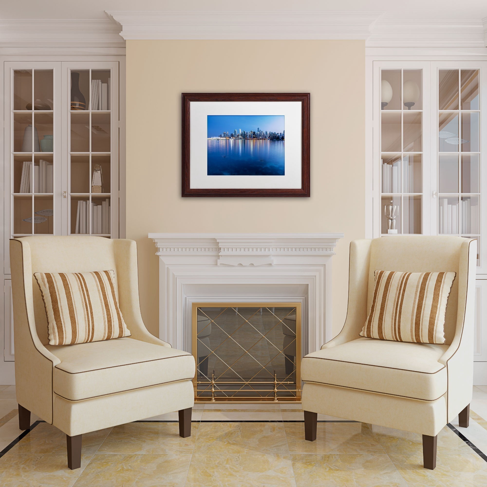 Trademark Fine Art "Vancouver City Reflection" Canvas Art by Pierre Leclerc, White Matte/Wood Frame