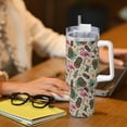 thumbnail image 6 of Lsque Tropical Mask Flamingo Pattern 40 OZ Ice Bully Cup with Handle and Straw, Double Wall Stainless Steel Tumbler Travel Coffee Cup with Lid for Christmas Present, 6 of 8