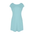 thumbnail image 4 of Women's Sexy Low Back Mini Dress Short Sleeve Crew Neck A-Line Graduation Sundress, 4 of 6