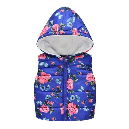 

Dr.Eam Toddler Down Hoodie Vests Coats Fleece Toddler Boys Girls Winter Sleeveless Cartoon Print Coat Hooded Jacket Thicken Windproof Zipper Warm Outwear Outerwear Tops Boys Girls Blue 2 Y-3 Y