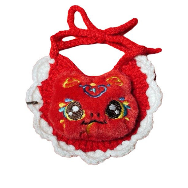 EZLIFE Babero de punto rojo para mascotas, para año nuevo, para gatos, perros, tejido a mano, con cuello ajustable* A2P4