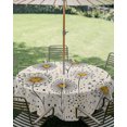 thumbnail image 2 of Outdoor Tablecloth with Umbrella Hole Zipper Love Heart Floral Round Tablecloth 54" Waterproof Outside Table Cloth Star Cute Botanical Farmhouse Patio Table Cover Tablecloths for Picnic Party, 2 of 8