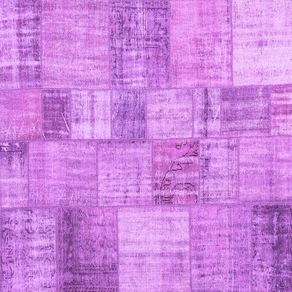 Ahgly Company Indoor Square Patchwork Purple Transitional Area Rugs, 6' Square