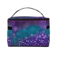 thumbnail image 3 of Yiaed Purple and Green Glitter Print Makeup Bag Travel Cosmetic Bags for Women Girls Zipper Pouch Makeup Organizer, 3 of 4