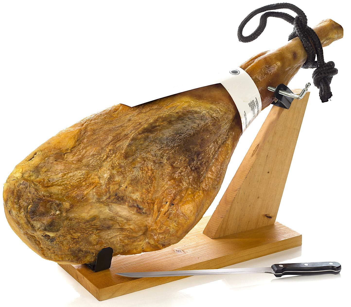 Cured Spanish Jamon Jamonprive - Serrano Ham Bone in from Spain 15 - 17 lb with Ham Stand & Knife