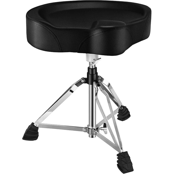 Heavy Duty Drum Throne, Motorcycle Style Drum Stool, Widened Drum Seat with Upgraded Materials, Height Adjustable Padded Drum Chair, Double Braced