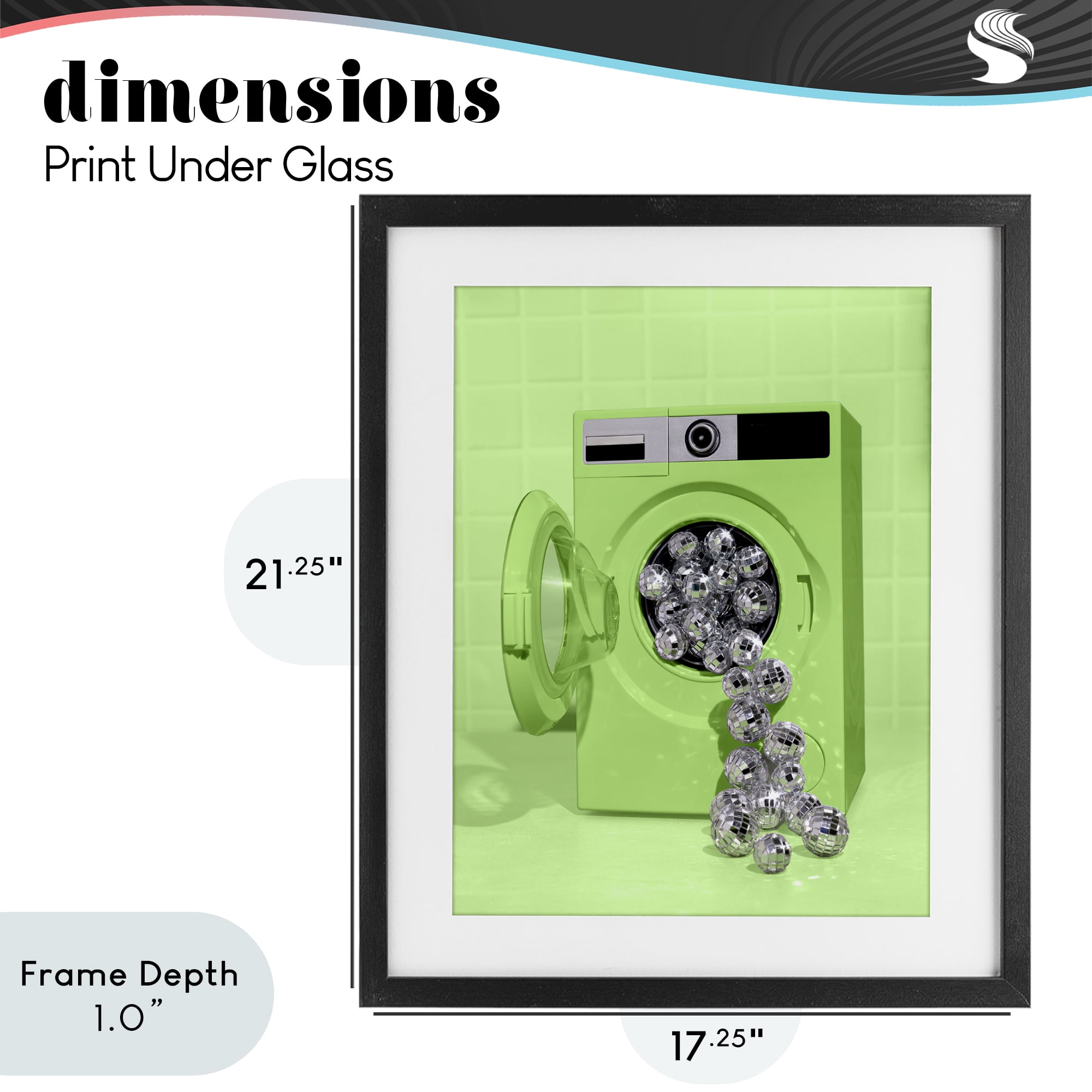 Stupell Industries Disco Laundry Machine over Lime Black Framed Print Under Glass, design by LISH Creative