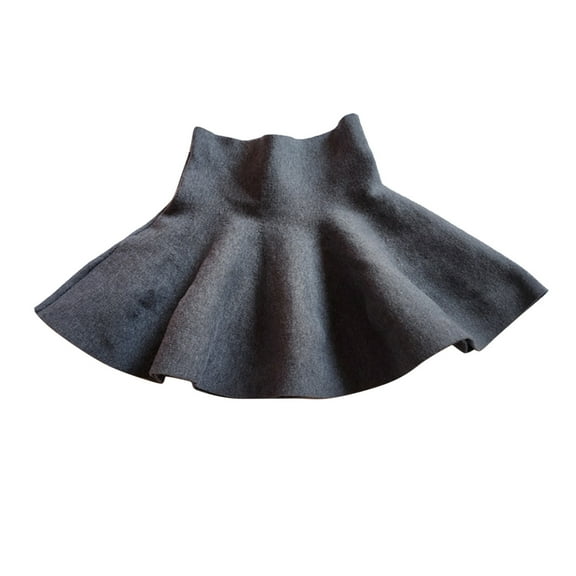GiLiling Girls Knit Skirts, High-Waist Flared Pleated Skater Skirt, A-Line Above-Knee Casual Skirt for Summer Fall (Grey, 9-10 Years)