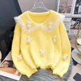 thumbnail image 1 of Sweet Women Sweater Cartoon Rabbits Lace Patchwork Peter Pan Collar Pullover Preppy Style Loose Knit Tops Female Jumper  FGS, 1 of 7