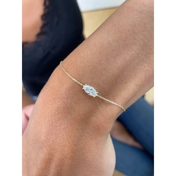 Round Cut Lab Created Diamond Half Tennis Bolo Bracelete 3MM Women's Wedding Gift
