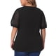 thumbnail image 3 of Blusas casuales de manga abullonada de puntos suizos para mujer de tallas grandes Agnes Orinda, cuello en V, 2X, negro, 3 of 6