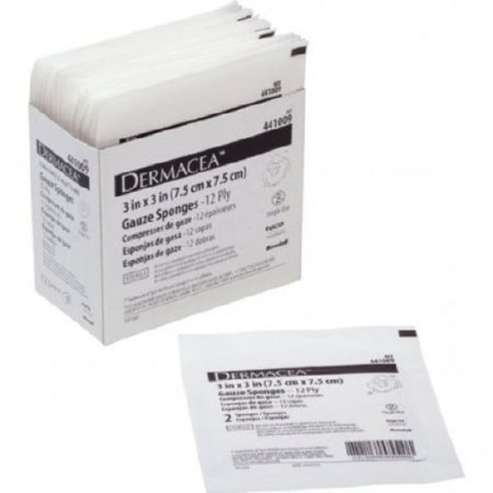 Dermacea - Gauze Sponge Dermacea - Cotton 12-Ply 3 X 3 Inch Square Sterile - 1200/Case
