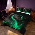 thumbnail image 2 of Manfei Wild Dragon Animals King Size Comforter Sets,Vintage Wildlife Comforters King Size,Green Orange,Black Reversible,3pcs,1 Comforter and 2 Pillowcases, 2 of 7