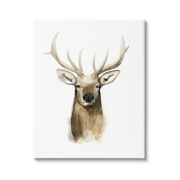 Stupell Industries Deer Portrait Watercolor Animals & Insects Painting Gallery Wrapped Canvas Print Wall Art, 16 x 20