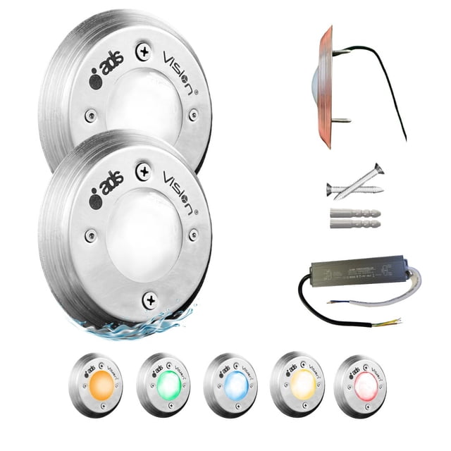 2 Lámparas LED Sumergible Para Alberca de nicho o sobreponer ADS MINI SPA 20W 12CM Blanco Con Transformador