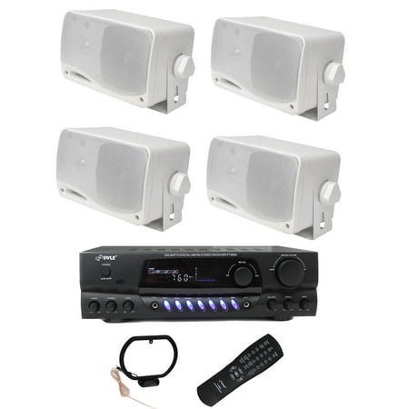 4) PYLE PLMR24 200W Outdoor Speakers + PT260A 200W Stereo Theater