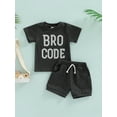 thumbnail image 2 of Franhais Baby Boys 2pcs Suit, Short Sleeve Round Neck Letters Print Tops Casual Party Short Pants, 2 of 9