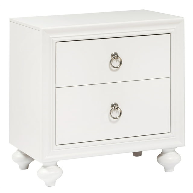 Table de Chevet Deux Tiroirs en Bois avec USB en Finition Blanche par Samuel Lawrence Meubles