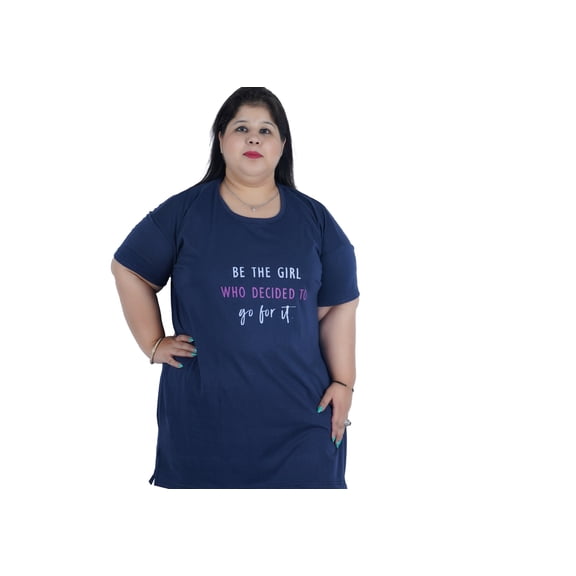 WAKO Women's Sleepshirt-Soft Cotton Blend, Loose Fit, 4XL, NAVY
