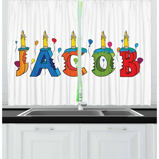 Jacob Curtains 2 Panels Set Cartoon Colorful Festive Letters Spelling Male Name Surprise Birthday Party Kids Window Drapes For Living Room Bedroom 55w X 39l Inches Multicolor By Ambesonne Walmart Com