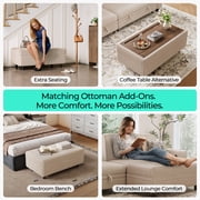 LINSY HOME L Shaped Sectional Couches for Living Room, Sleeper Sofa Bed with Reversible Storage Chaise, Pull Out Couch Bed with USB, Cup Holder, Beige