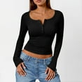 thumbnail image 6 of Women's Long Sleeve Henley Ribbed Fall Top Casual Winter T-Shirt, 6 of 9