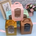 thumbnail image 4 of Baking Packaging MaFen Box 1 Single CUPCAKE Handheld Window Cup Cake Box Pudding Box, 4 of 9