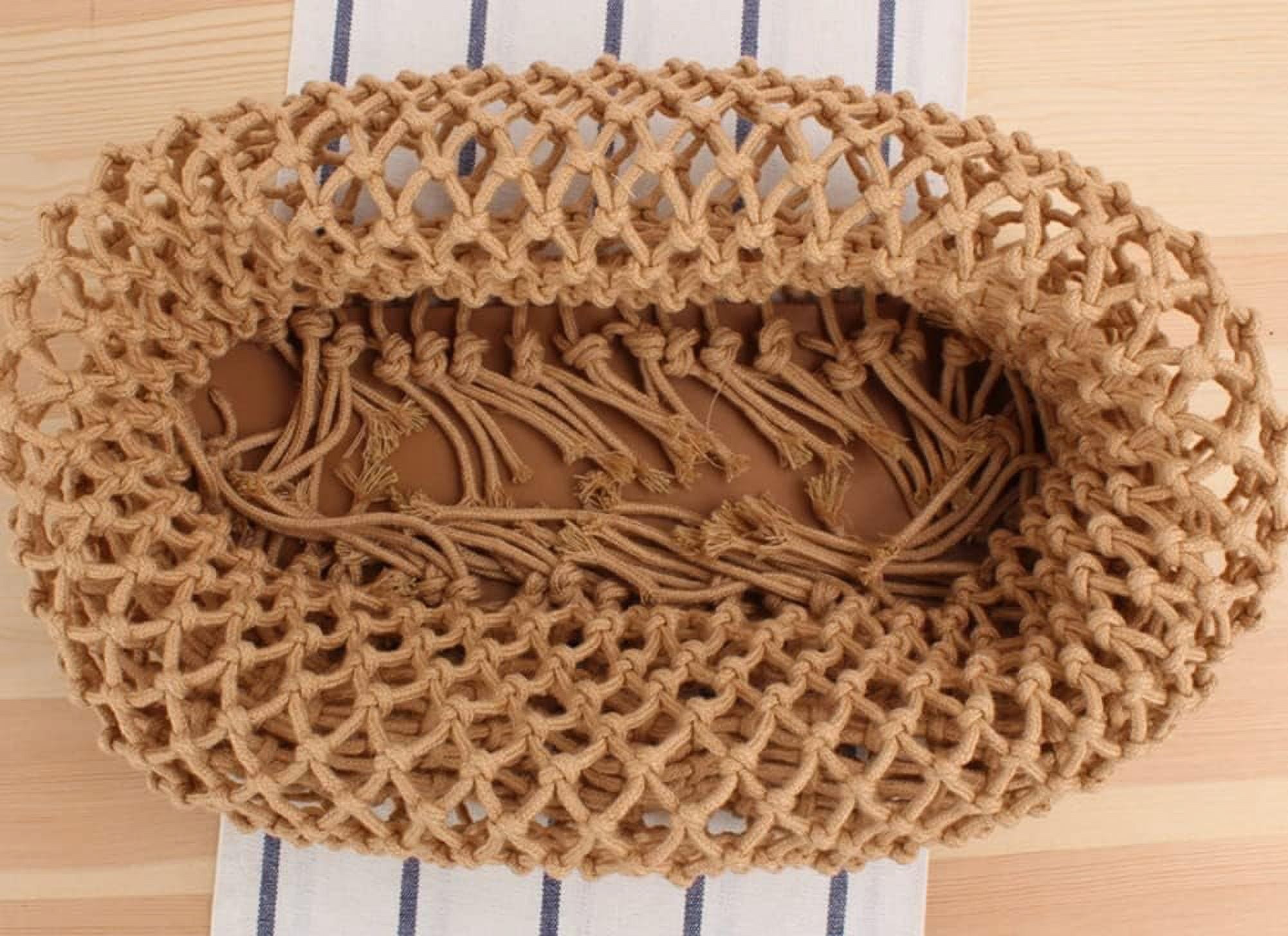 Kukuzhu Women Cotton Crochet Tote Beach Bag Handmade Woven Straw Mesh Bohemian Shoulder Purse