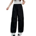thumbnail image 2 of Auroural Girls Pants Size 12 Long Children's Solid Color Elastic Waist Multi Pockets Casual Sports Overalls Pants Kids Streetwear Trousers, 2 of 8