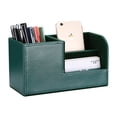 thumbnail image 2 of KINGFOM Multifunctional PU Leather Desk Organizer Pen Holder Brush Pot Pen Container Home School Office Stationery Storage Box Office Suppllies Business Cards Remote Control Pencil Holder Dark Green, 2 of 9