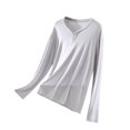 thumbnail image 2 of SDNall Blouse Femme Unie Décontractée Mode Col Rond Manches Longues Pyjama Tops, 2 of 9