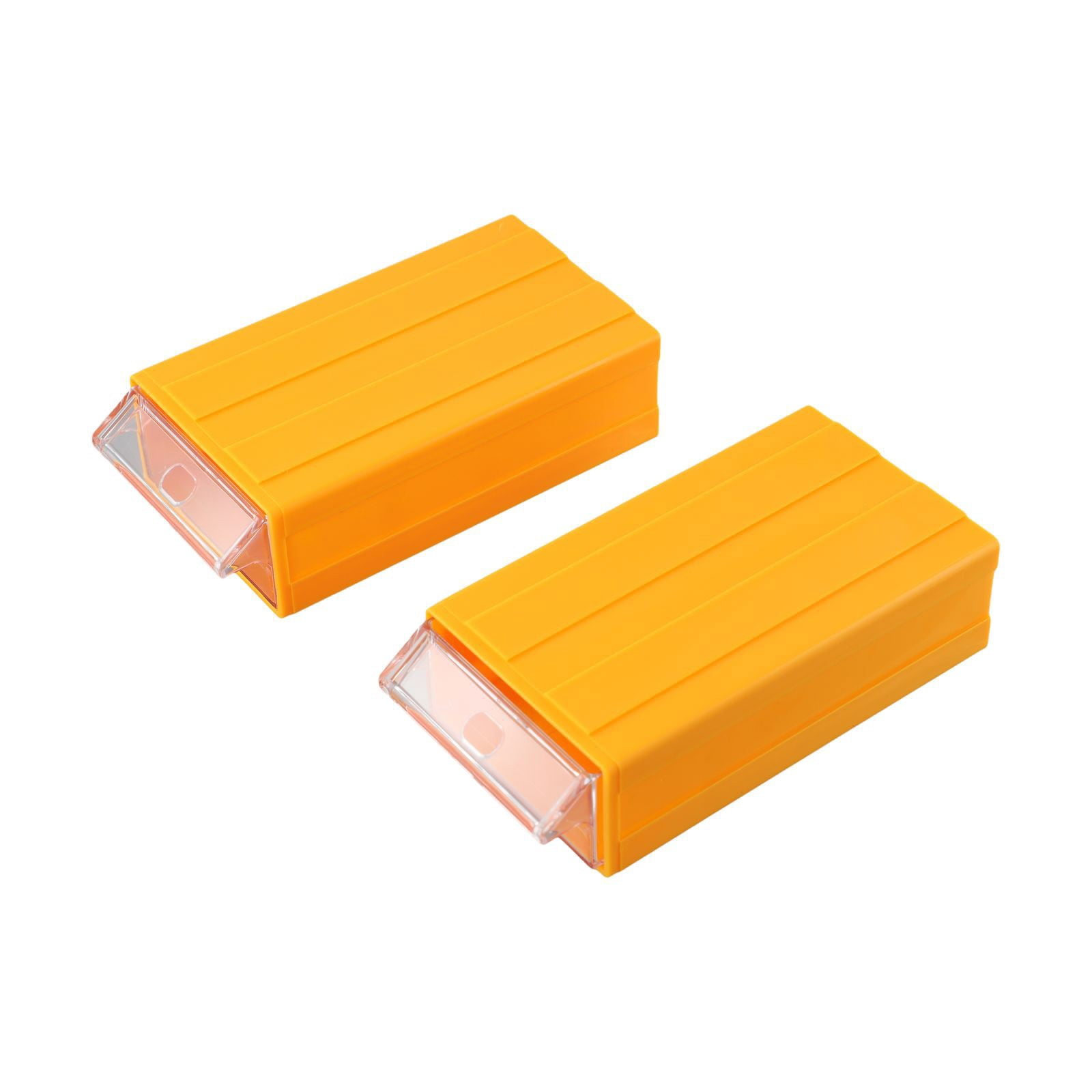 Hardware Tool Storage Box Stackable Plastic Screw Nail Beads Storage Container Component Drawer Toolbox Organizer 2Pcs Yellow Smile Home
