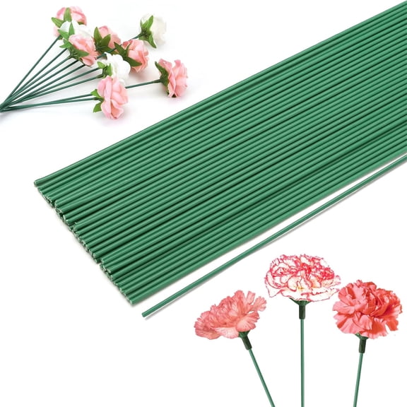 Tutuviw 20 PCS Floral Wire Stems 0.08 In Crafting Flower Stems Dark Green Floral Stem Wire for Flower Arrangement Supplies Crafts Bouquet Stem Wreath Making (16 Inch)