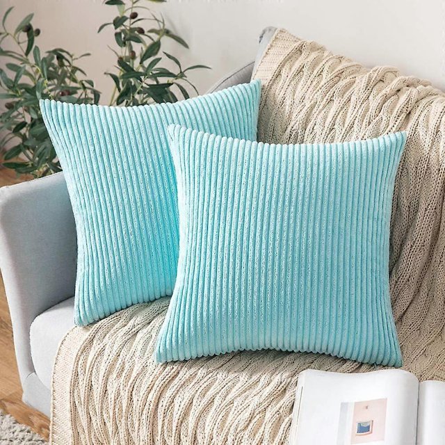 Paquete de 2 fundas de almohada decorativas de pana suave y sólida, cuadradas, para cojín, sofá, dormitorio, sala de estar, 22 x 22 pulgadas
