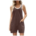thumbnail image 3 of Women Rompers Jumpsuits Polyester Spandex Shorts Overalls With Pockets Loose Comfy Summer Casual Wear, 3 of 5