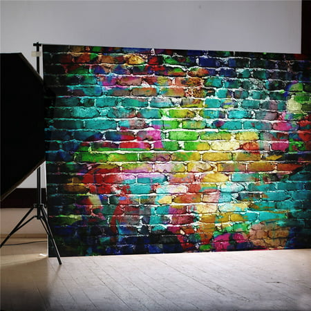 7x5FT/5x7FT Photography Vinyl Backdrop Background Photo Video Studio Props Colorful Brick Wall Wooden Wall