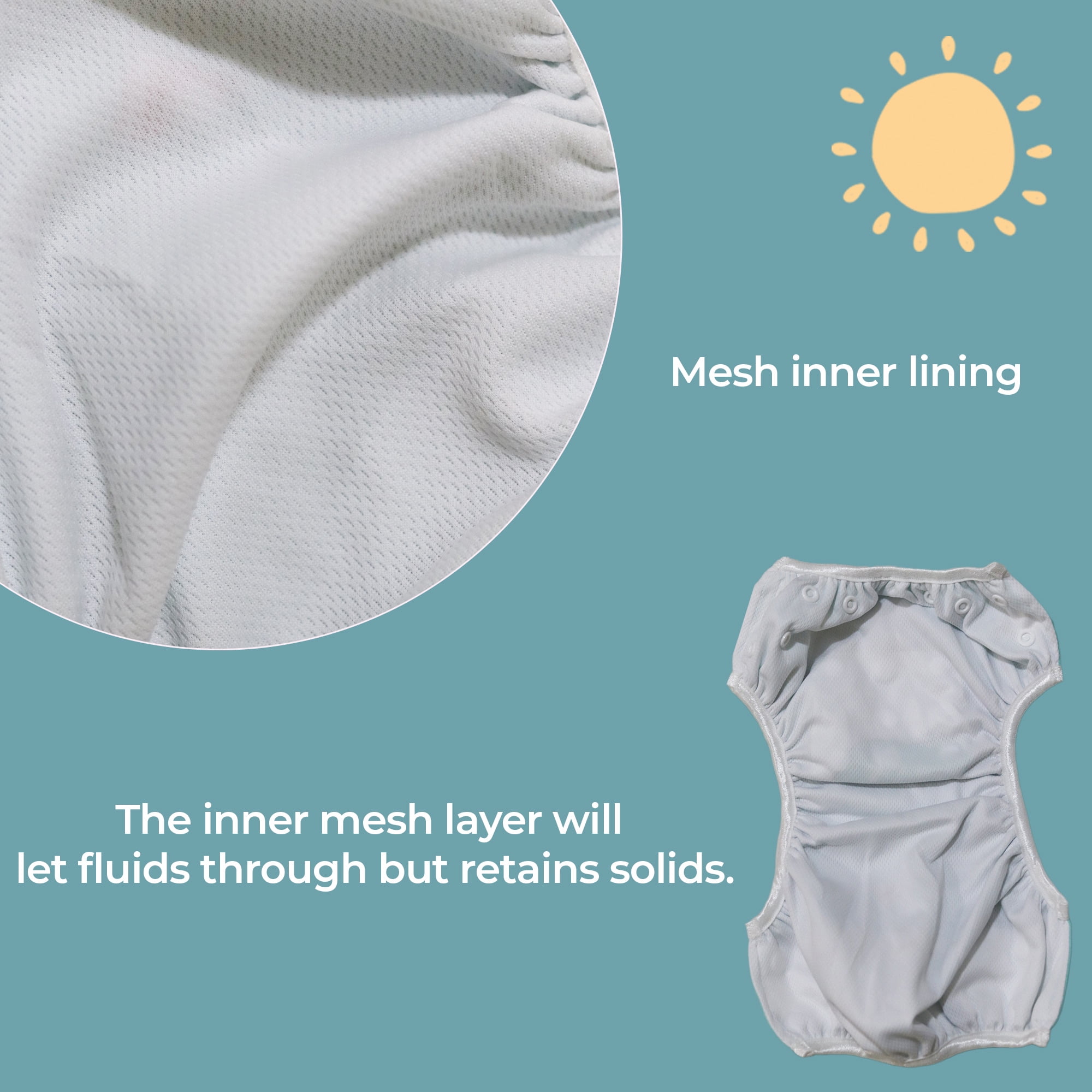 KaWaii Baby Swim Cloth Diaper - Washable Reusable, One Size  10-40 lbs, Unisex, 3-Pack