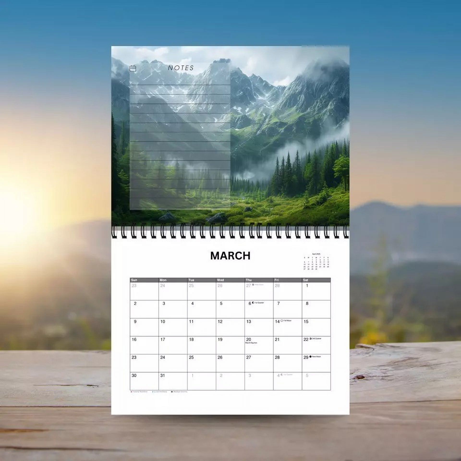 MingRuiDian Mountain Calendar 2025 Mountains Monthly Wall Calender 12