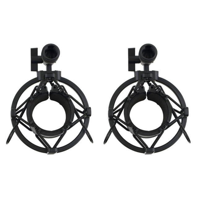 2X Soporte Sostenedor Clip de Montaje de Choque de Microfono Carga Soportable 3Kg Universal Soporte de Grabacion de Sonido de Estudio Radio Negro Profesional