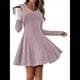 thumbnail image 2 of Vestido de Suéter de Larga, Vestido de Otoño, Cuello Redondo, Cintura Alta, Vestido Ajustado, Vestido Casual para Mujer Rosa XXL, 2 of 8