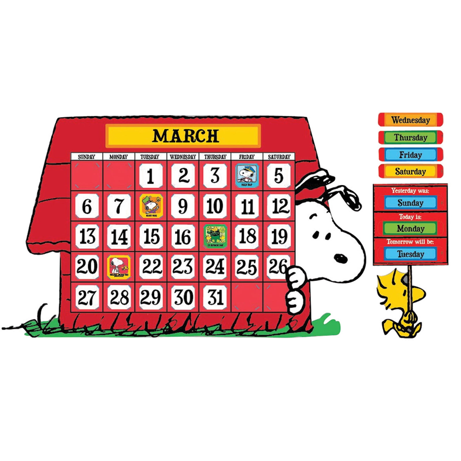 Eureka Peanuts Calendar Bulletin Board Set