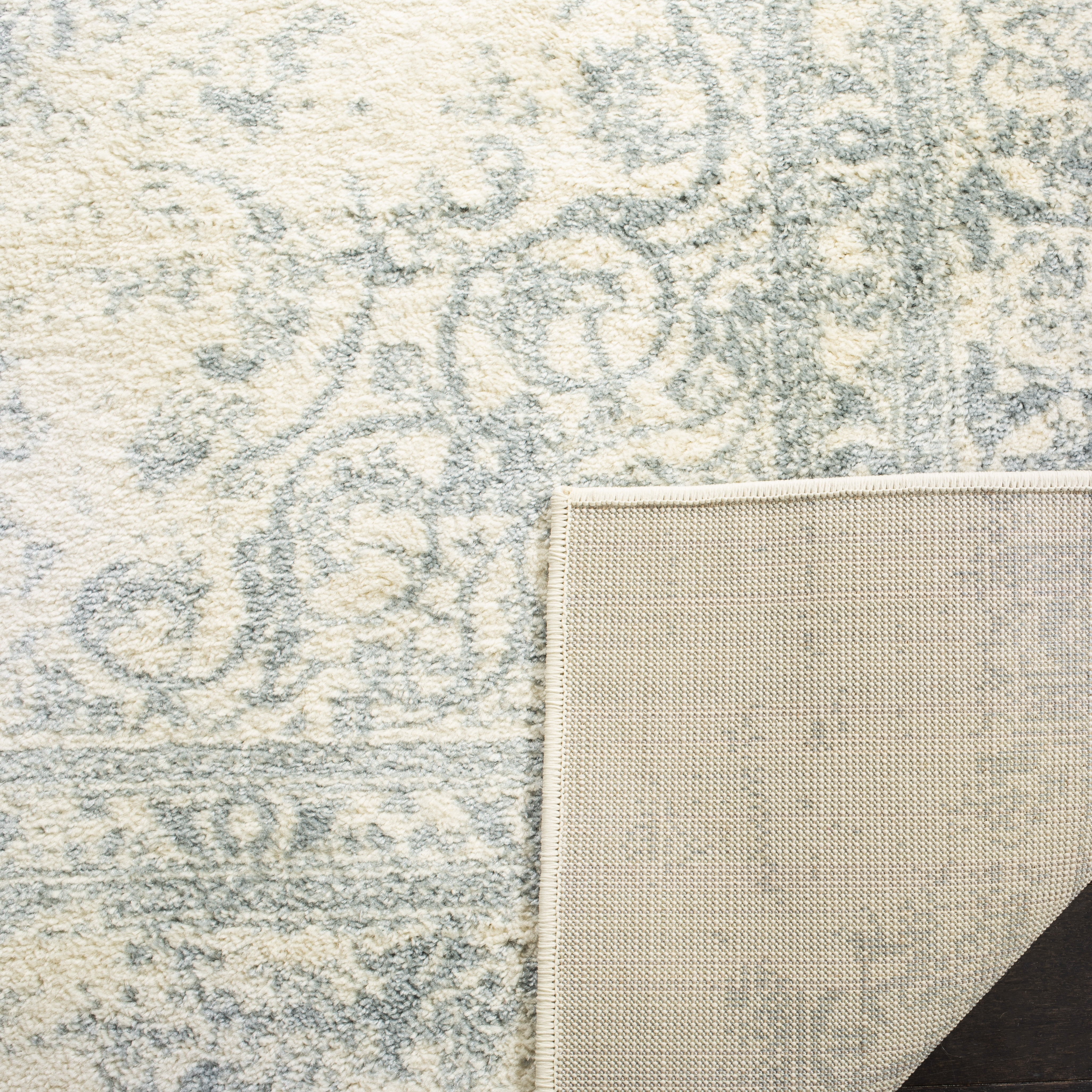 SAFAVIEH Adirondack Zoey Traditional Faded Runner Rug, Ivory/Slate, 2'6" x 12'