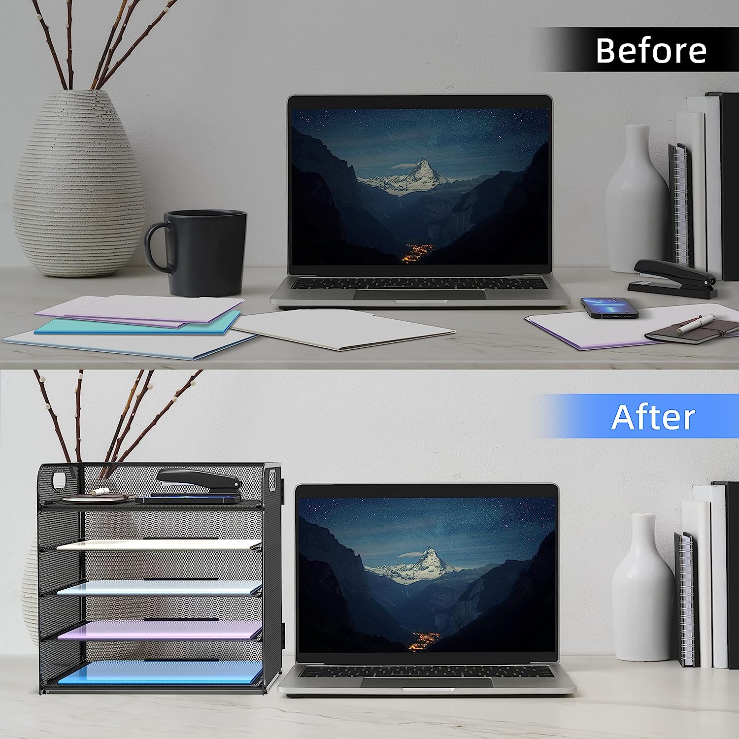 INTIGE 5-Tier Metal Mesh Desk Organizer with Handle photo 7
