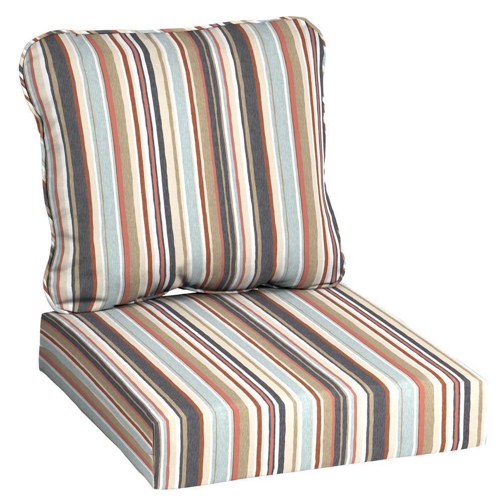 Hampton Bay 24 in. X 22 in. 2Piece Russet Stripe Deep Seating Outdoor