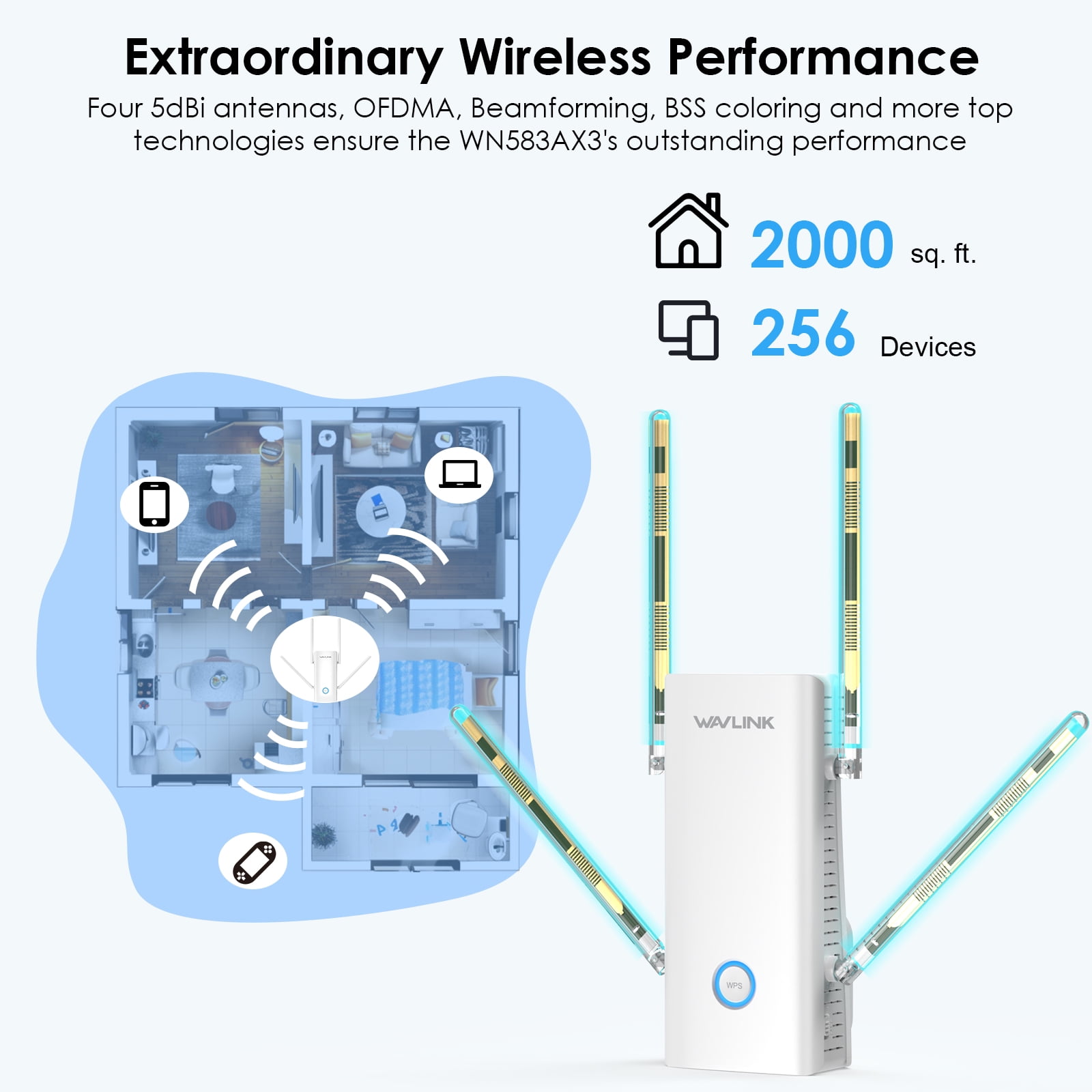 AX3000 WiFi 6 Range Extender Wireless Signal Booster, WiFi Repeater/Router/AP/Client mode| Wall Plug