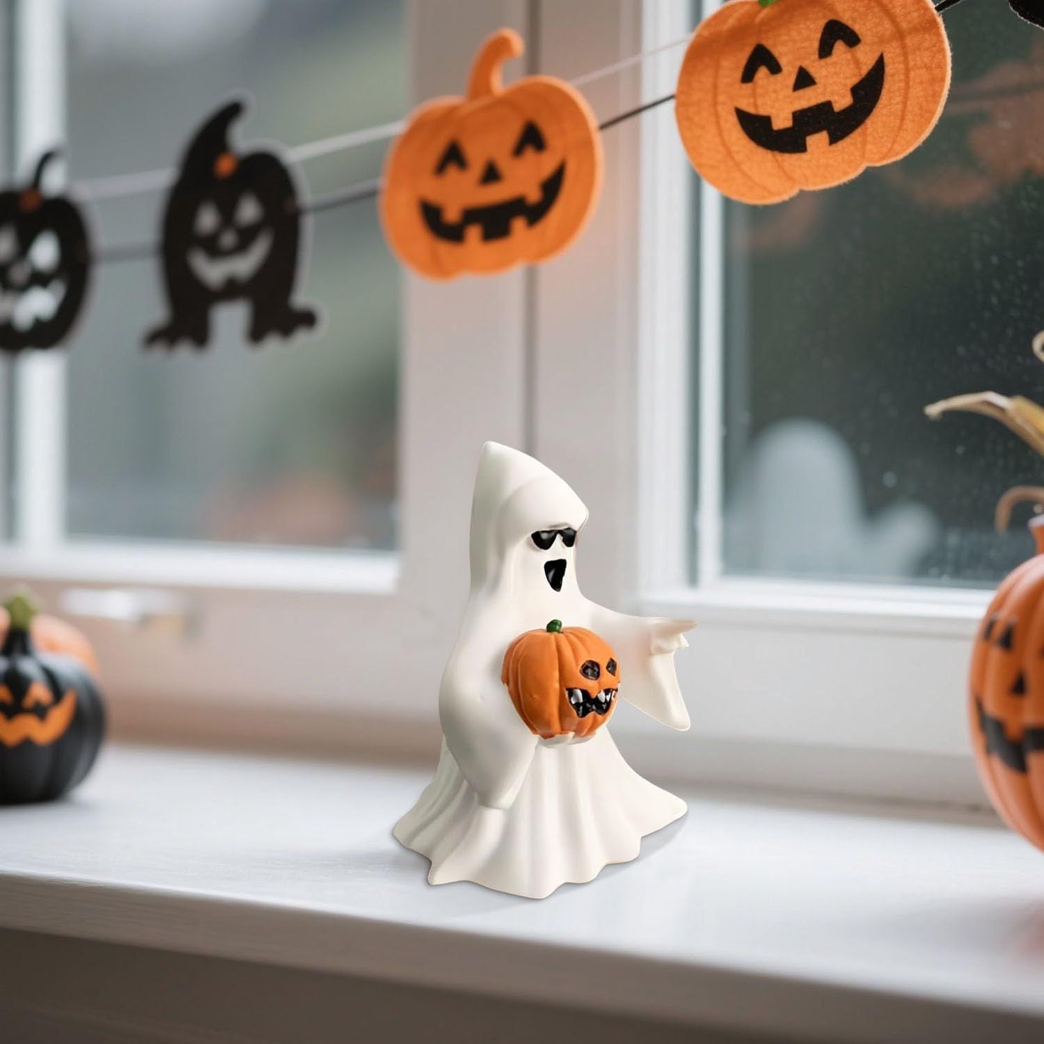 Handmade Resin Ghost Figurines for Halloween Home Decor and Gift Collection