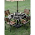 thumbnail image 4 of Outdoor Tablecloth with Umbrella Hole for Patio/Picnic/Party/Camping, Black Architecture Waterproof Table Cloth Square Cover Washable, Abstract City Eiffel Tower Modern (60"x 60"), 4 of 9