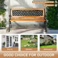 thumbnail image 5 of Ktaxon 49" Patio Furniture Grid Style Park Hardwood Bench Bronze, Wooden Bench, Outdoor Bench for Garden, Entrance, Lawn, Park, 5 of 9