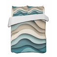 thumbnail image 2 of Quilts Full Size, Teal Beige Ombre Soft Comforter Bedding Set for Bed, Moire Modern Abstract Art Geometric Lightweight Quilted Bedspread with Pillow Cover(2 Pieces) for All Season, 78x90 Inch, 2 of 6