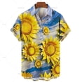 thumbnail image 3 of Camisas hawaianas para hombre, camisas con estampado de girasol en 3D para hombre, blusas de manga corta a la moda de talla grande, ropa para hombre, 3 of 5